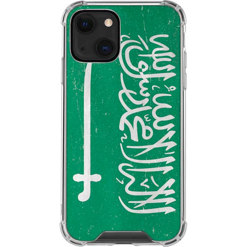 Saudi Arabia Flag Distressed iPhone 13 Clear Case